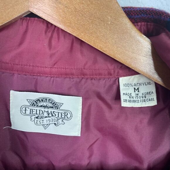 Fieldmaster Men’s Vintage Red Plaid Flannel Button Up Shirt Size M - Picture 3 of 6